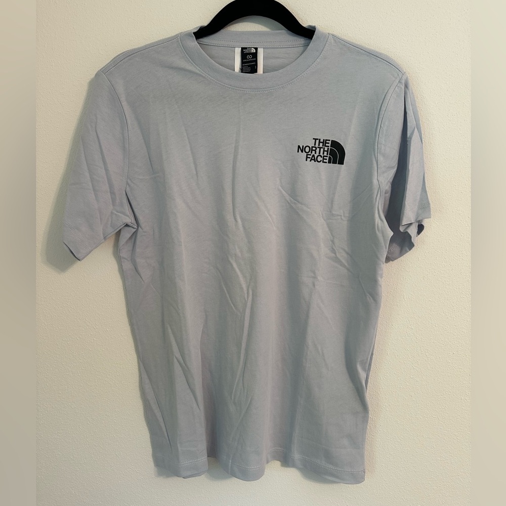 NORTH FACE Standard Fit Womens Graphic Tee Size Small Dusty Periwinkle NWT